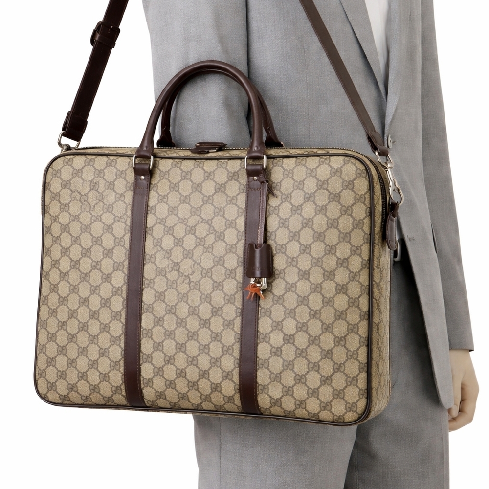 Gucci Tan and Brown Unisex Briefcase